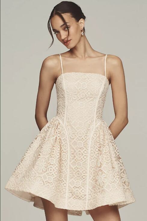 Anthropologie Dresses & Skirts - New Anthropologie Lace Basque-Waist Mini Dress - Size 4
